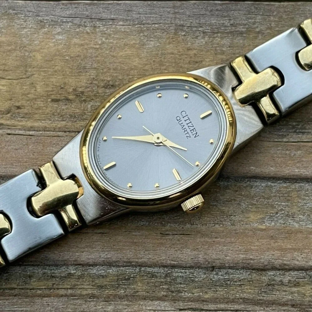 Citizen Quartz Ladies Watch Double Tone Goldlight Gunmetal Tone Analog Wrist Wa - Picture 9 of 12